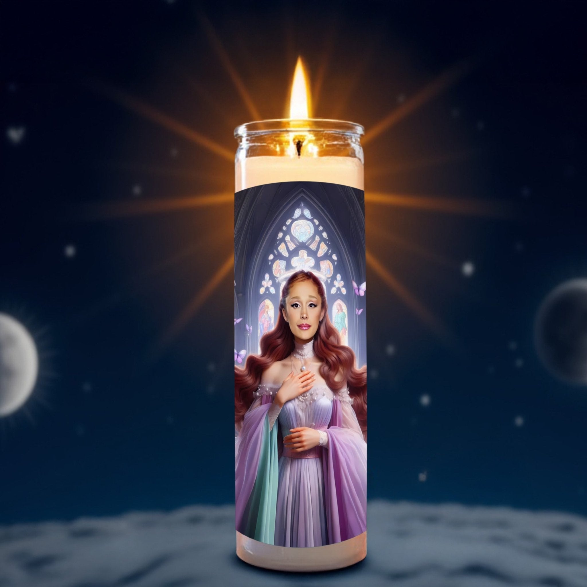 Ariana Grande prayer candle, designed by Pray To The Stars