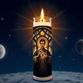 Bad Bunny prayer candle, designed by Pray To The Stars