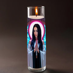 Charli XCX prayer candle, designed by Pray To The Stars