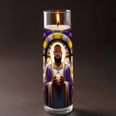 Lebron James prayer candle, designed by Pray To The Stars