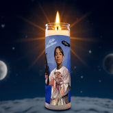 Natanael Cano prayer candle, designed by Pray To The Stars