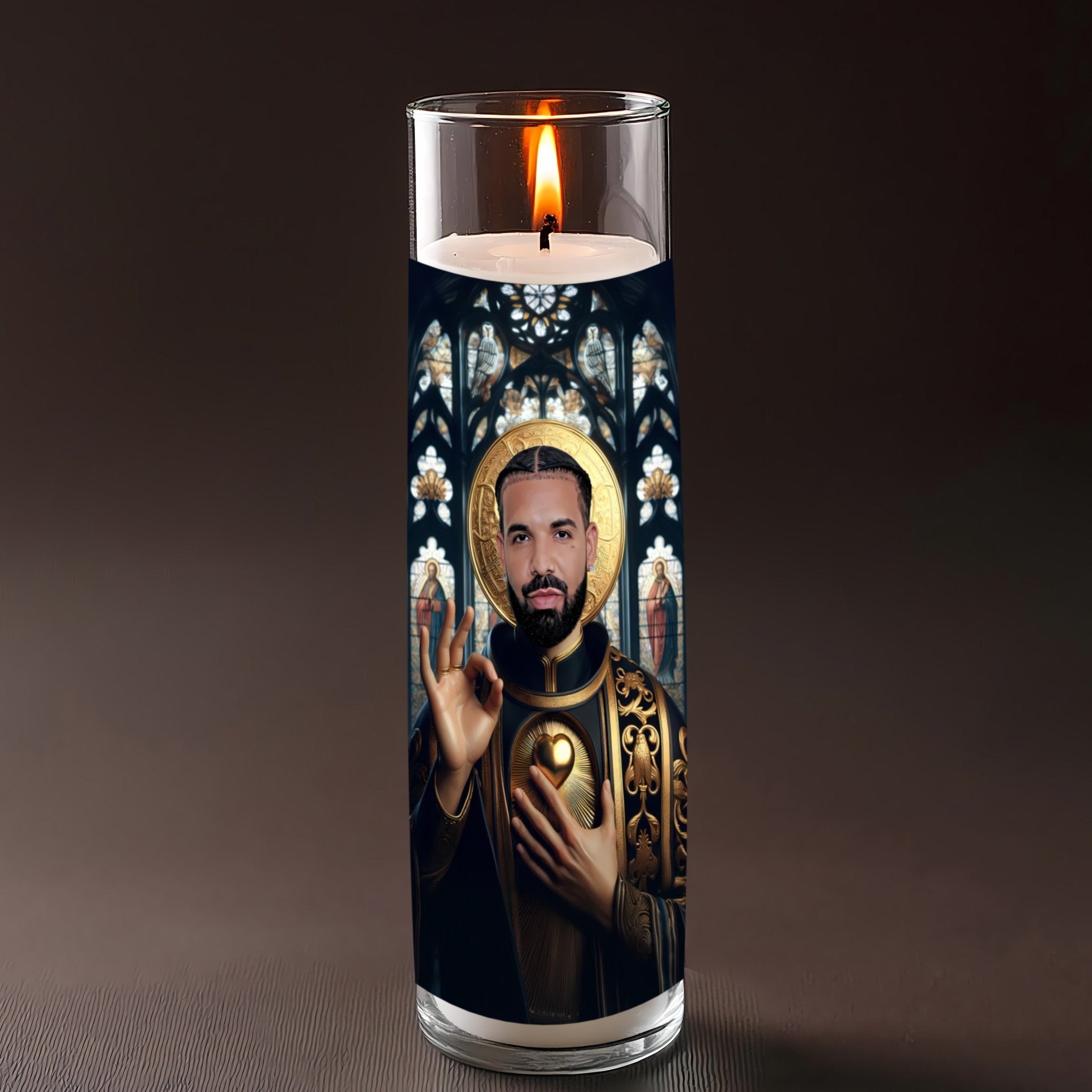 Drake prayer candle, designed by Pray To The Stars