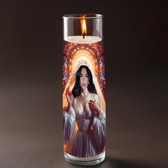Dua Lipa prayer candle, designed by Pray To The Stars