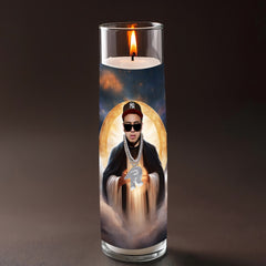 Fuerza Regida JOP prayer candle, designed by Pray To The Stars