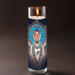 Jared Goff prayer candle, designed by Pray To The Stars