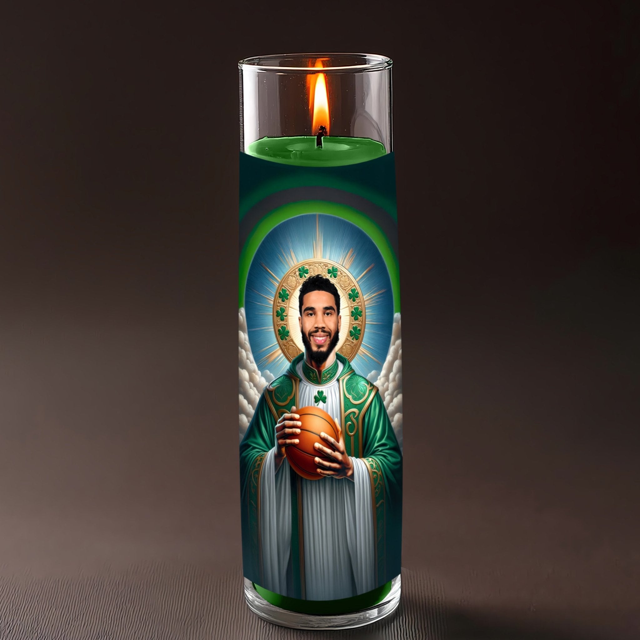 Jayson Tatum prayer candle, designed by Pray To The Stars