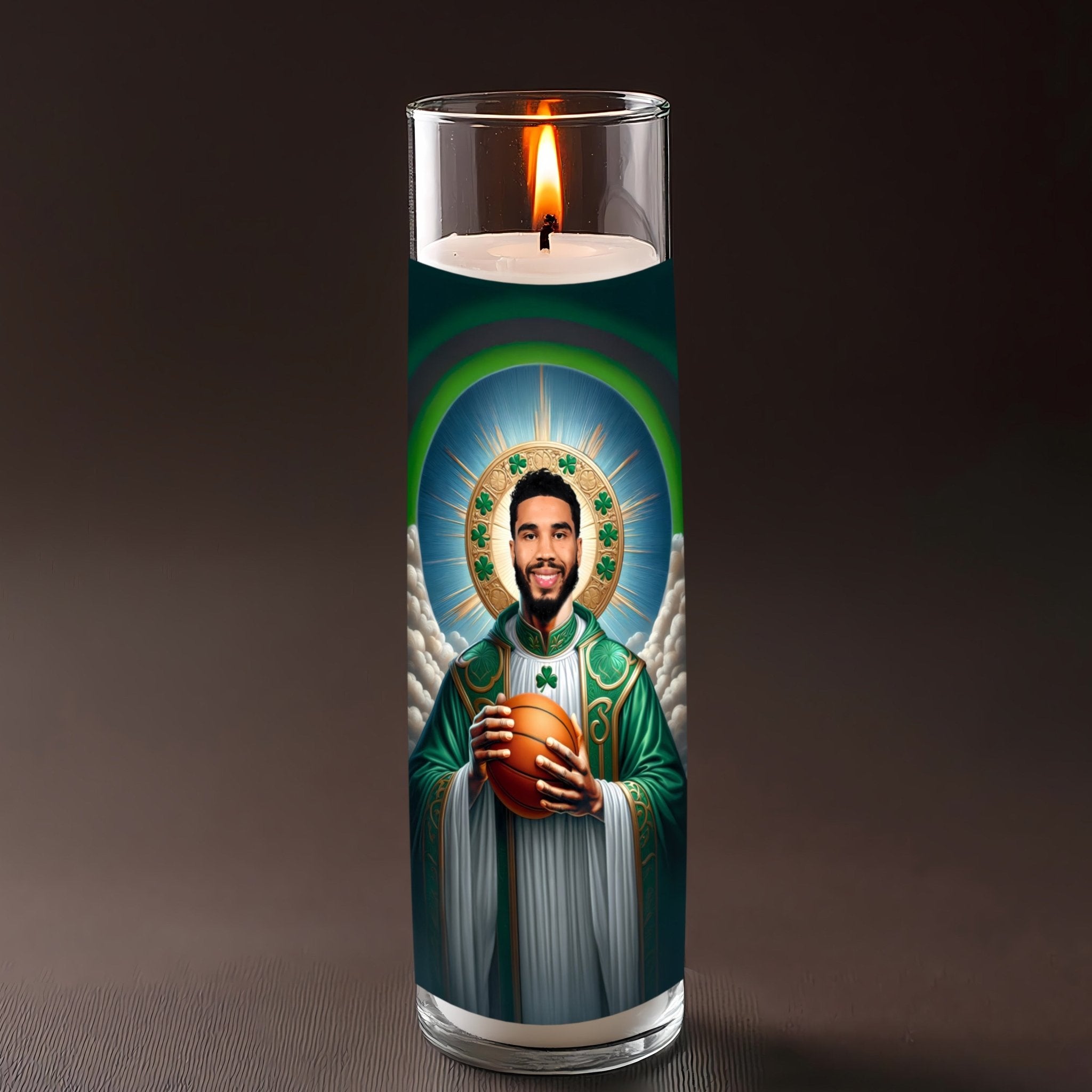 Jayson Tatum prayer candle, designed by Pray To The Stars