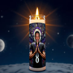 Lamar Jackson prayer candle, designed by Pray To The Stars