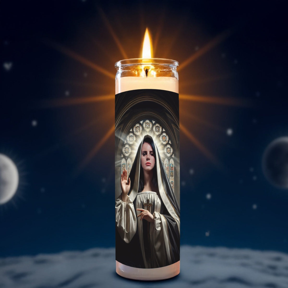 Lana Del Rey prayer candle, designed by Pray To The Stars