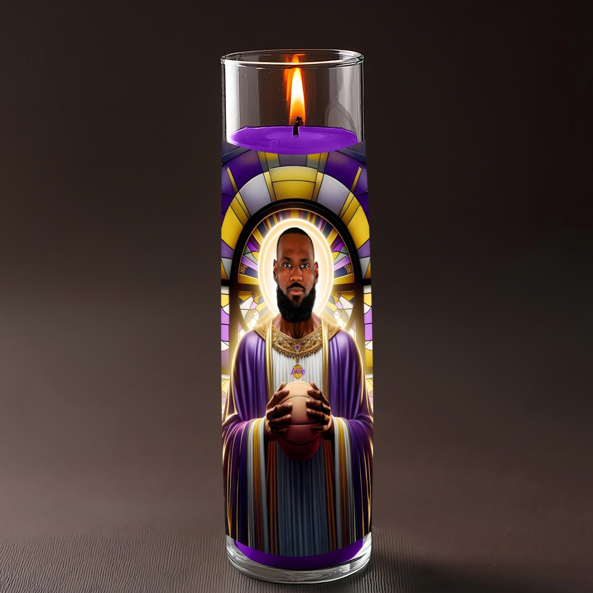 Lebron James prayer candle, designed by Pray To The Stars