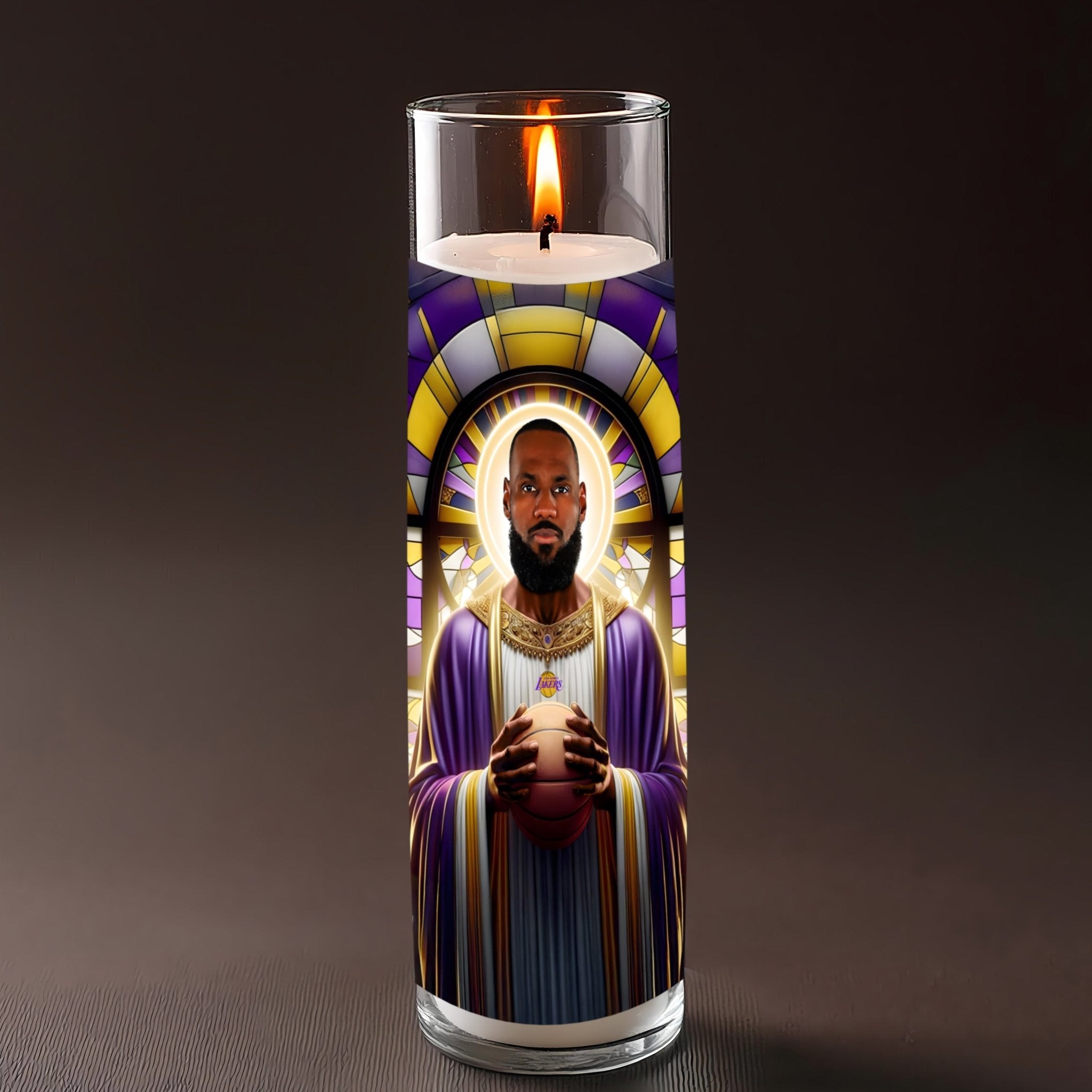 Lebron James prayer candle, designed by Pray To The Stars