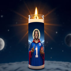 Malik Nabers prayer candle, designed by Pray To The Stars