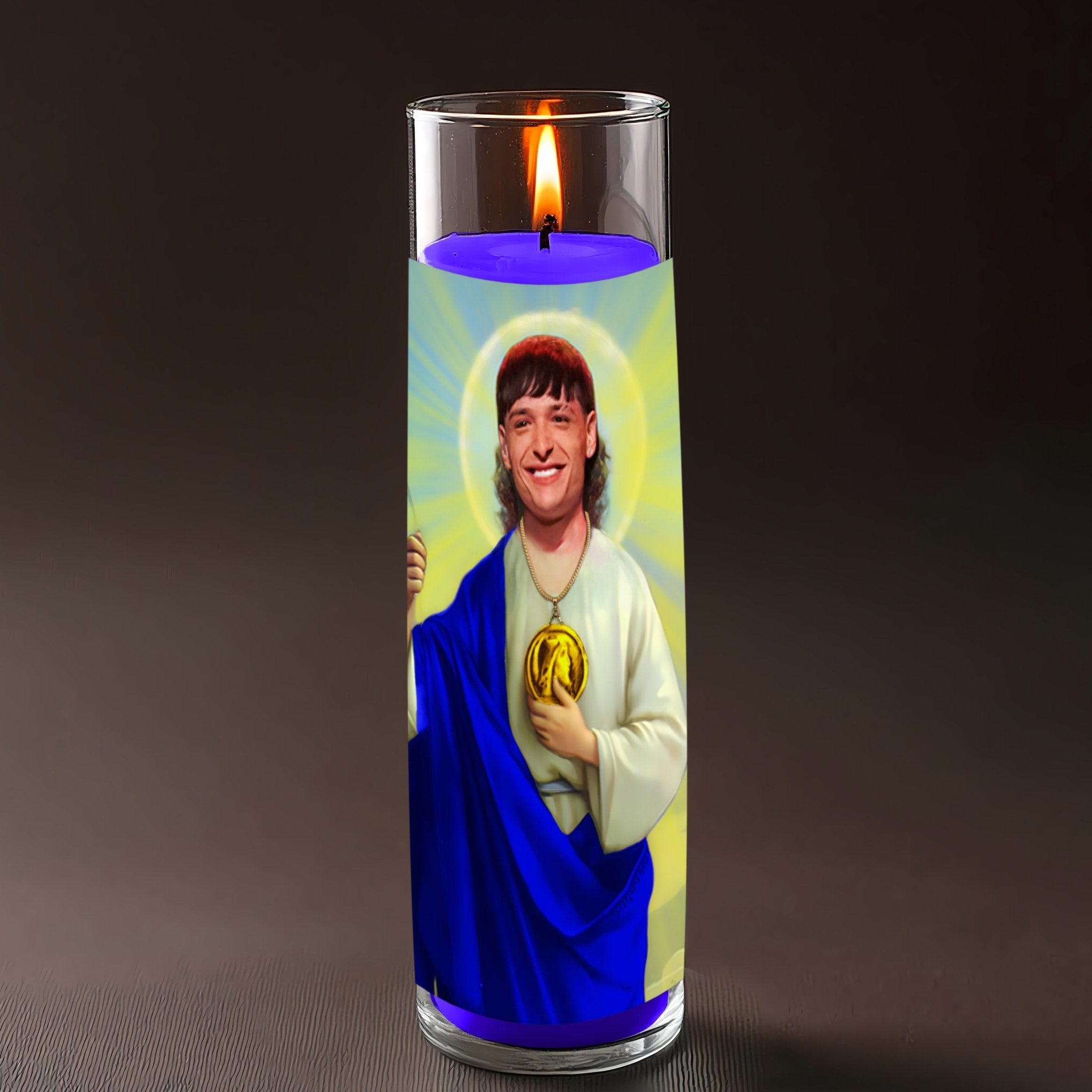 Peso Pluma prayer candle, designed by Pray To The Stars