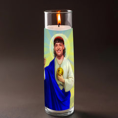 Peso Pluma prayer candle, designed by Pray To The Stars