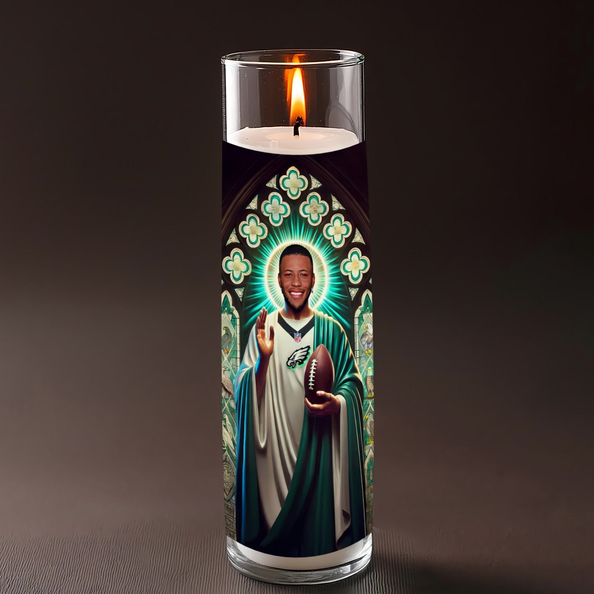 Saquon Barkley prayer candle, designed by Pray To The Stars