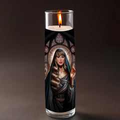 Taylor Swift prayer candle, designed by Pray To The Stars