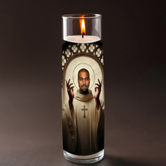 Ye Kanye West prayer candle, designed by Pray To The Stars